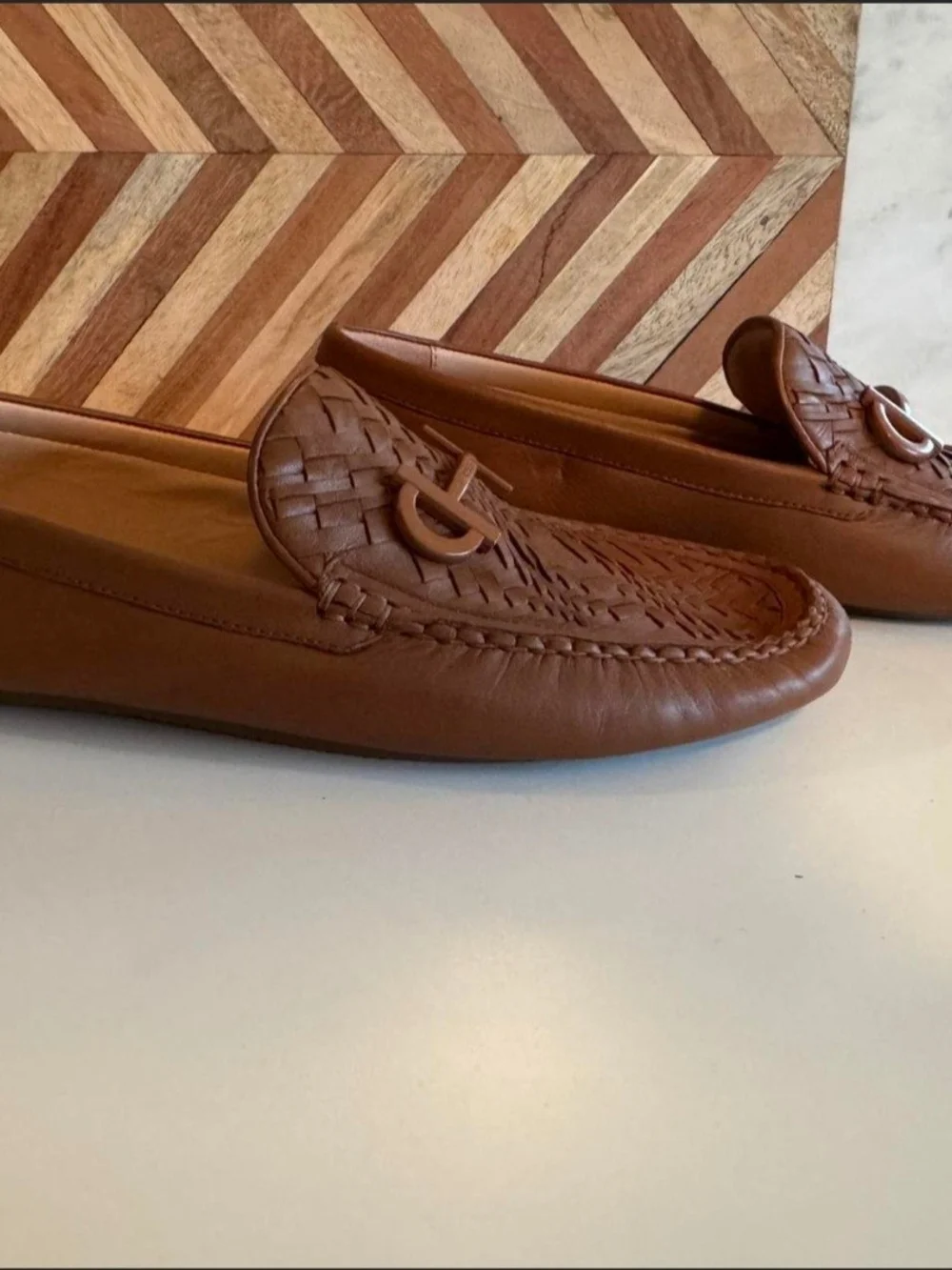 Cole Haan Brown Woven Leather Loafers